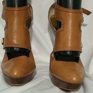 Michael Kors camel-colored leather heels